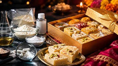Authorities discovered harmful substances in festive sweets (Representative image generated using AI) Sweet deception: What’s really inside your festive mithai box?