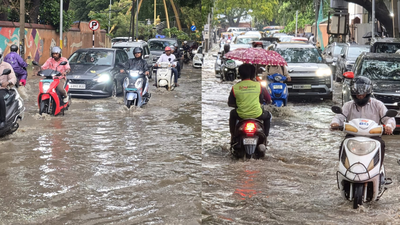 Bengaluru experienced heavy rains on Monday, causing significant waterlogging on major roads and traffic disruptions Heavy rain throws Bengaluru into chaos: Waterlogging grips key roads