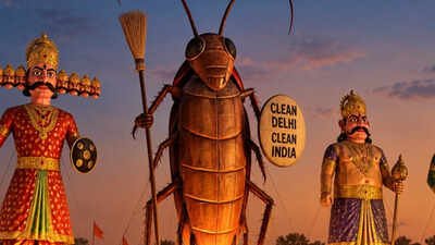 Organisers say cockroaches symbolises filth and dirt in home and society 'Symbol of filth': Delhi BJP MLA on why 30-foot 'cockroach' effigy is being burnt alongside Ravan