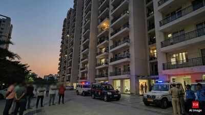 Cops can be seen in a society. (AI-generated image used for representational purpose) 'Avoid argument with wife': Greater Noida man tries to climb down from 21st floor, falls to death