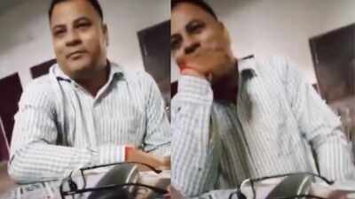 Dinesh Rai, a private school operator in Kushinagar, was arrested due to a viral video ‘My wife is ill, I want to sleep with you’: UP school operator held after video of remarks to staffer goes viral
