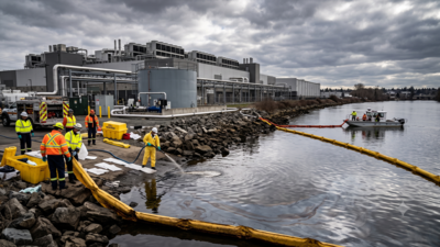 AI-generated image for representation Equinix data center spills thousands of gallons of diesel in Hackensack River; New Jersey Mayor attributes it to a 'computer glitch', department claims no observed impacts on local wildlife