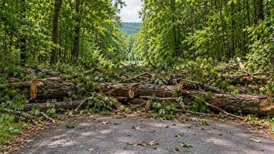 Family members blocked the eastern half of Godfrey's Pond Road with tree trunks, restricting the club's access. (AI image) A New York family owned half of a private road beside its 45-acre property; after relatives blocked it with tree trunks, the state's highest court ruled a 1,500-member club had gained title to it