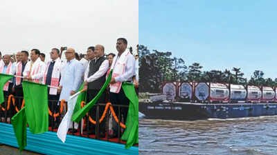 Vessel flagged off for voyage Dibrugarh's river trade returns after 70 years: First post-Independence cargo from Assam heads to Bangladesh