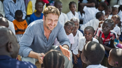 In 2013, Gerard Butler travelled to Liberia to serve school meals with a charity he supports; it has delivered more than 260 million meals since 2006 and now feeds over 95,000 children every school day