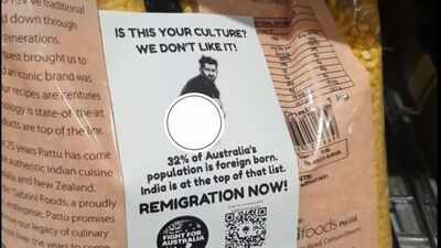 Racist stickers targeting Indians feature an image of a man of Indian appearance defecating on a street. ‘Racism isn’t welcome’: Australian MP condemns anti-Indian stickers with ‘Remigration now’ message