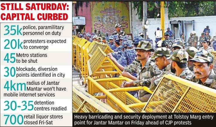 Heavy barricading ahead of CJP protest