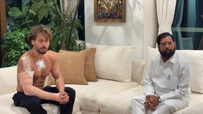 Speaking to reporters after the meeting, Shinde said five rounds had been fired during the incident, but the actor was safe Shinde meets Tiger Shroff after firing incident; pics show actor with bandages