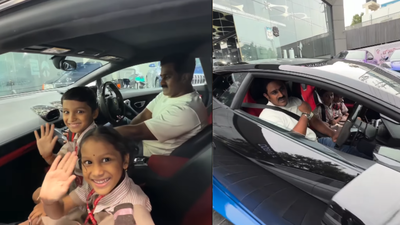 Photo: saboonishant/ Instagram Hyderabad businessman spots schoolchildren staring at a Lamborghini, invites them inside the showroom and takes them for a car ride; viral video will make your day