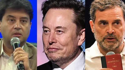 File photo: Union telecom minister Jyotiraditya Scindia, Elon Musk and Rahul Gandhi ‘Lot of talk about one company’: Centre tells satcom firms to meet security norms amid Musk's Starlink row