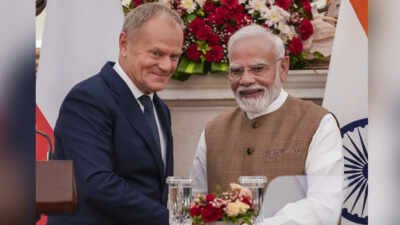File photo: Prime Minister Narendra Modi with Polish Prime Minister Donald Tusk during a joint press statement after a bilateral meeting, at the Hyderabad House in New Delhi 'Beacon of hope': Polish PM Donald Tusk hails ties with India, calls PM Modi a 'friend'