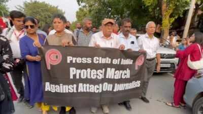 Journalists silently marched around the Press Club of India to protest the recent detention and assault of reporters (Image credit: Various sources via X) Journalists march against detention, assault during protests over electoral rolls