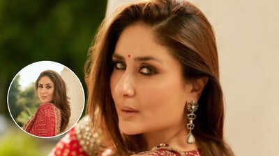 Kareena Kapoor Khan sets the internet buzzing in a red Bandhani suit and statement earrings; poses to Diljit Dosanjh’s ‘What Ve’