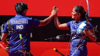 India's Kumkum Anil Mohod and Dhiraj Bommadevara. (Reuters Photo) Asian Games 2026: Kumkum Mohod, Dhiraj Bommadevara win mixed recurve team silver