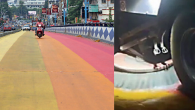 Mechanical sweepers were used to scrub the surface of the Gariahat flyover and roughen it Rainbow roads lose sheen as skid scare forces safety fixes