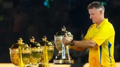 Michael Hussey carries a trophy during the Chennai Super Kings ROAR 2026, pre-season fan event, at M. A. Chidambaram Stadium in Chennai. (PTI Photo) CSK clear the decks for Zaheer-led reset ahead of IPL 2027; part ways with Hussey, bowling coach, fielding coach, physio