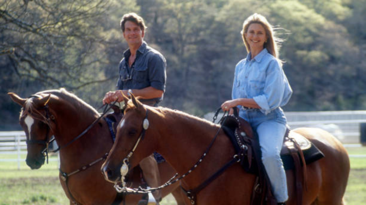 Patrick Swayze with Australian actress Olivia Newton John<br>