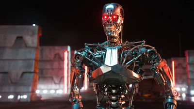 REK’s ‘Terminator’-styled T800 robot, piloted remotely by a human, inside the cage during the September 18 event California sends 'illegal' notice to company with 'Terminator'-like robot; CEO posts the letter online, celebrates: 'We made...'