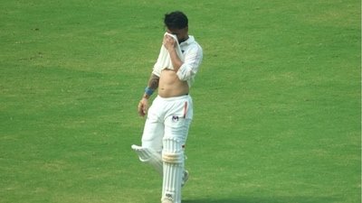Rinku Singh was dismissed for just two runs against Pondicherry. (BCCI domestic) Rinku Singh was dismissed for just two runs against Pondicherry. (BCCI domestic)
