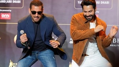 Salman Khan and Varun Dhawan at a press conference for the 27th International Indian Film Academy (IIFA) Awards, in Mumbai. (PTI)