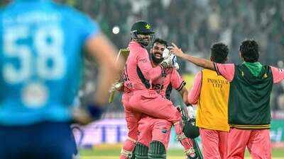Shadab Khan and Haris Rauf (AFP Photo) 'I don't think we can reveal on live TV': Shadab Khan on chat with Haris Rauf