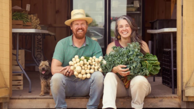 Shane and Emma Rozeveld/Image: Aslan Organics A Canadian couple started Aslan Organics with two 8-by-12-foot plots in 2017; nine years later, they own a 50-acre Ontario farm and say their 2.5-acre market garden crossed $200,000 in annual revenue