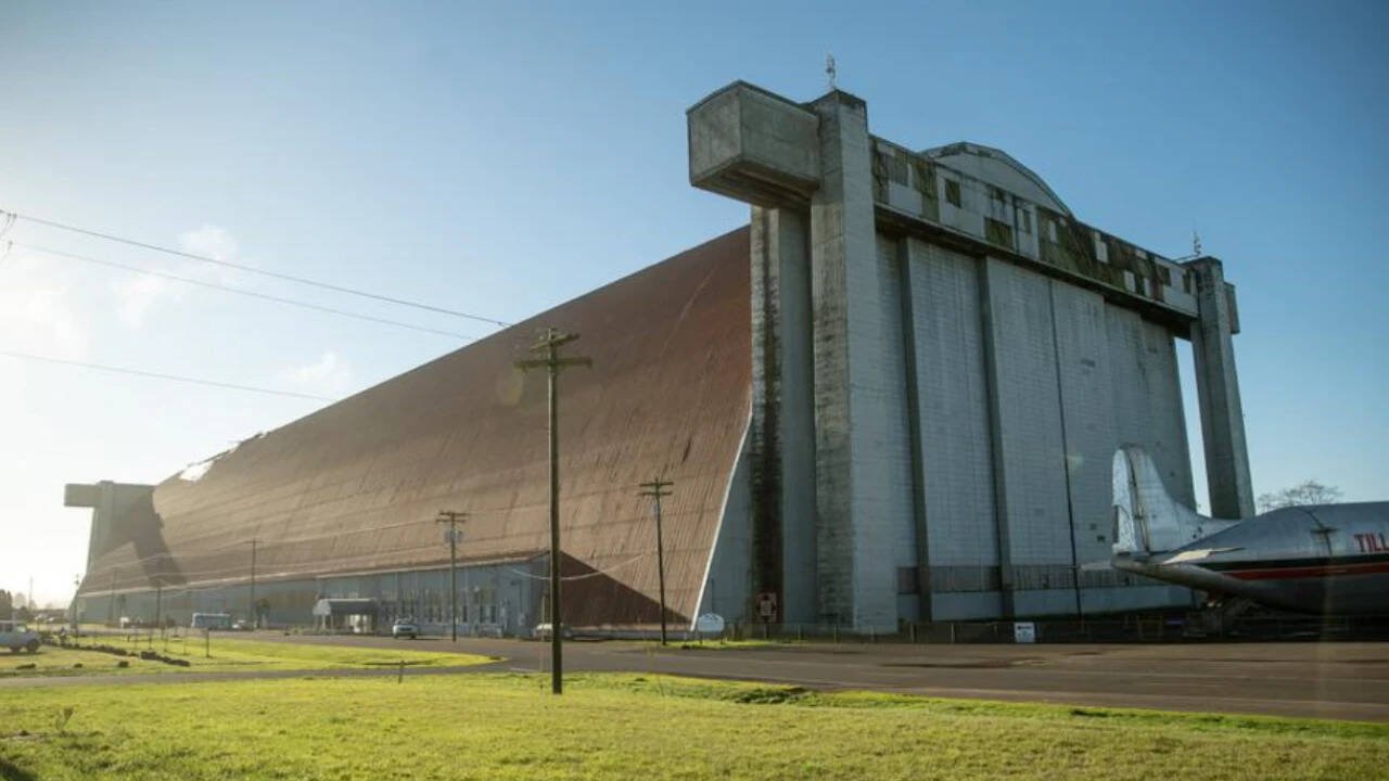The 83-year-old World War II-era blimp hangar which houses the Tillamook Air Museum.