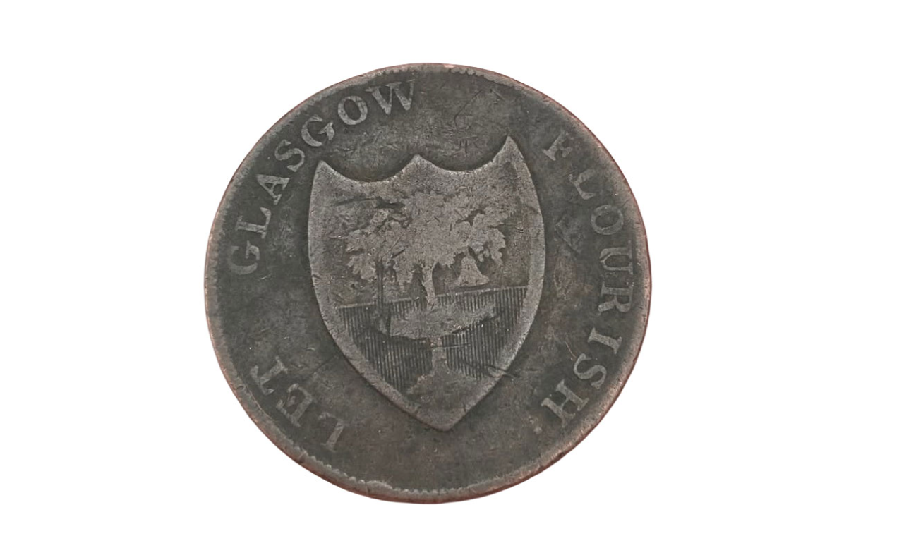 The excavation also revealed a rare 1791 trade token bearing the city's motto, "Let Glasgow Flourish".