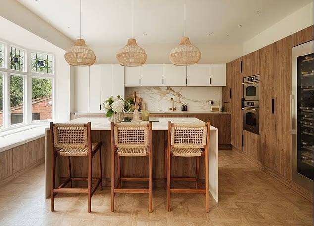 The luxury Cheshire mansion features an open-plan kitchen, gym and sound studio.