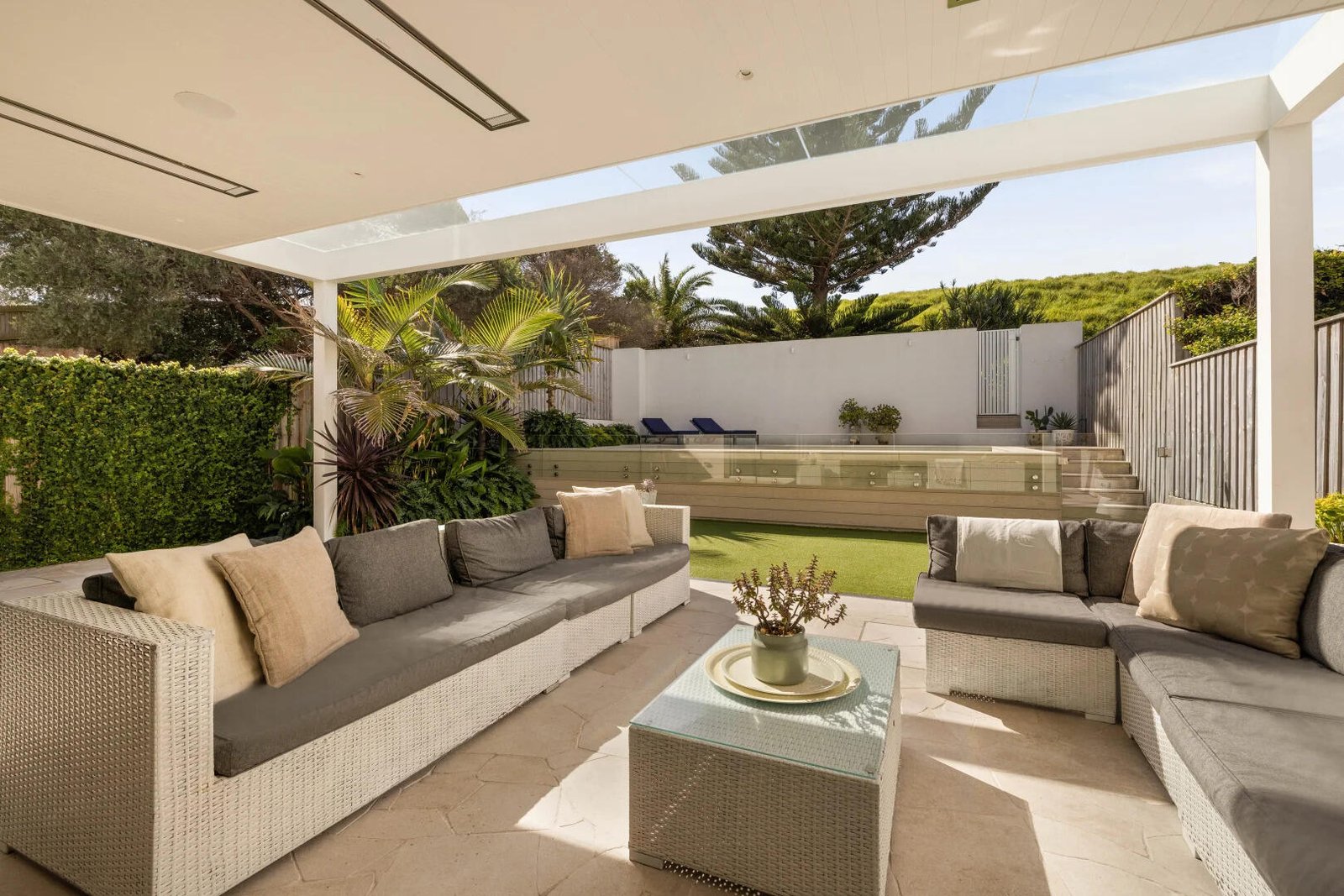The outdoor entertaining space