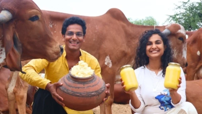 Vibhor, who has a computer science engineering background, chose not to follow the usual corporate career route. In 2018, they started with few rented cows and no farming experience; today, this Jaipur couple runs a Rs 2.4 crore sustainable farm with 100 Gir cows